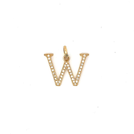 10kt Yellow Gold Diamond Initial 'W' 0.38ct