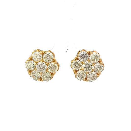 10kt Yellow Gold Super Flower Diamond Earring 4.01ctw