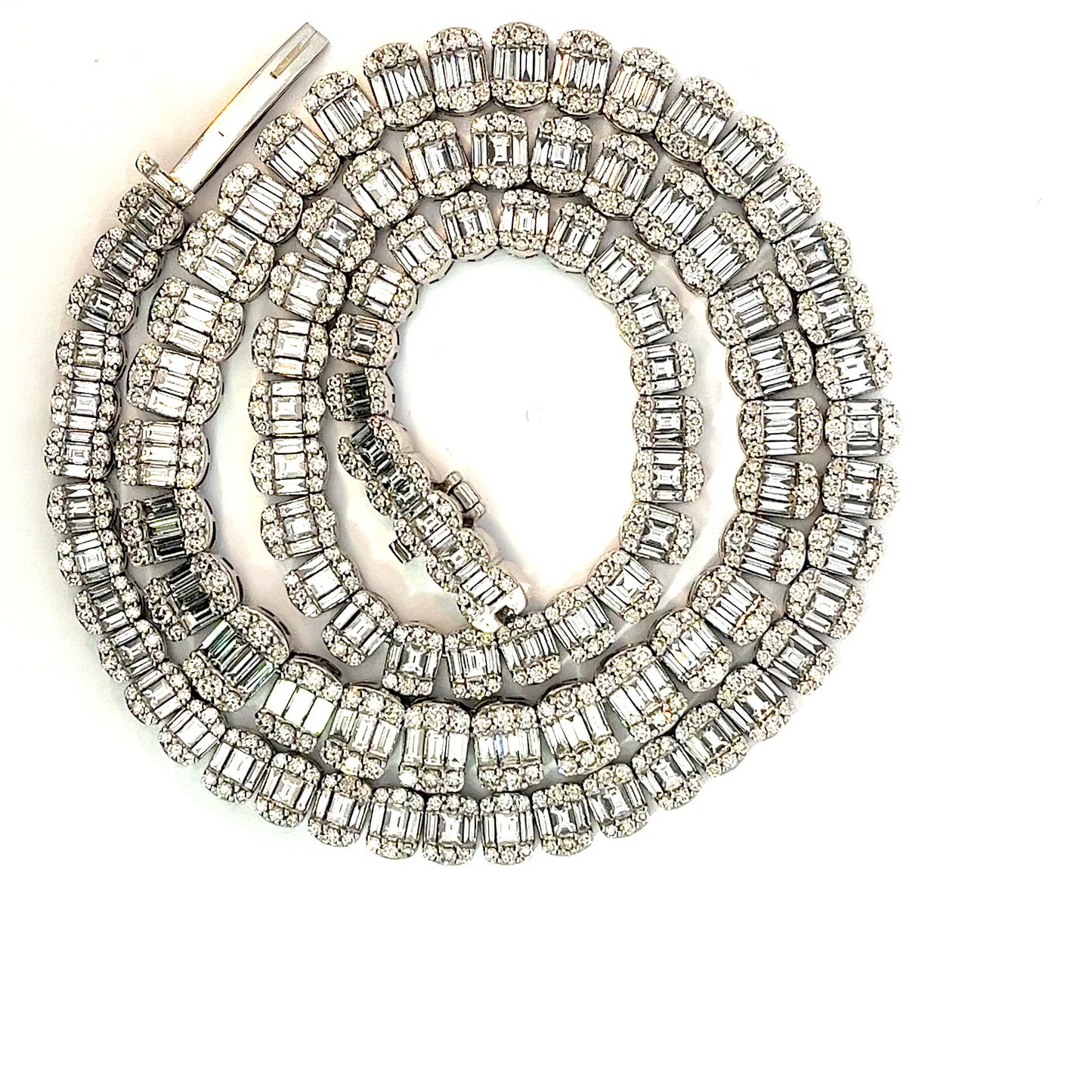 14kt White Gold Diamond Baguette Necklace 20" 23.8ctw