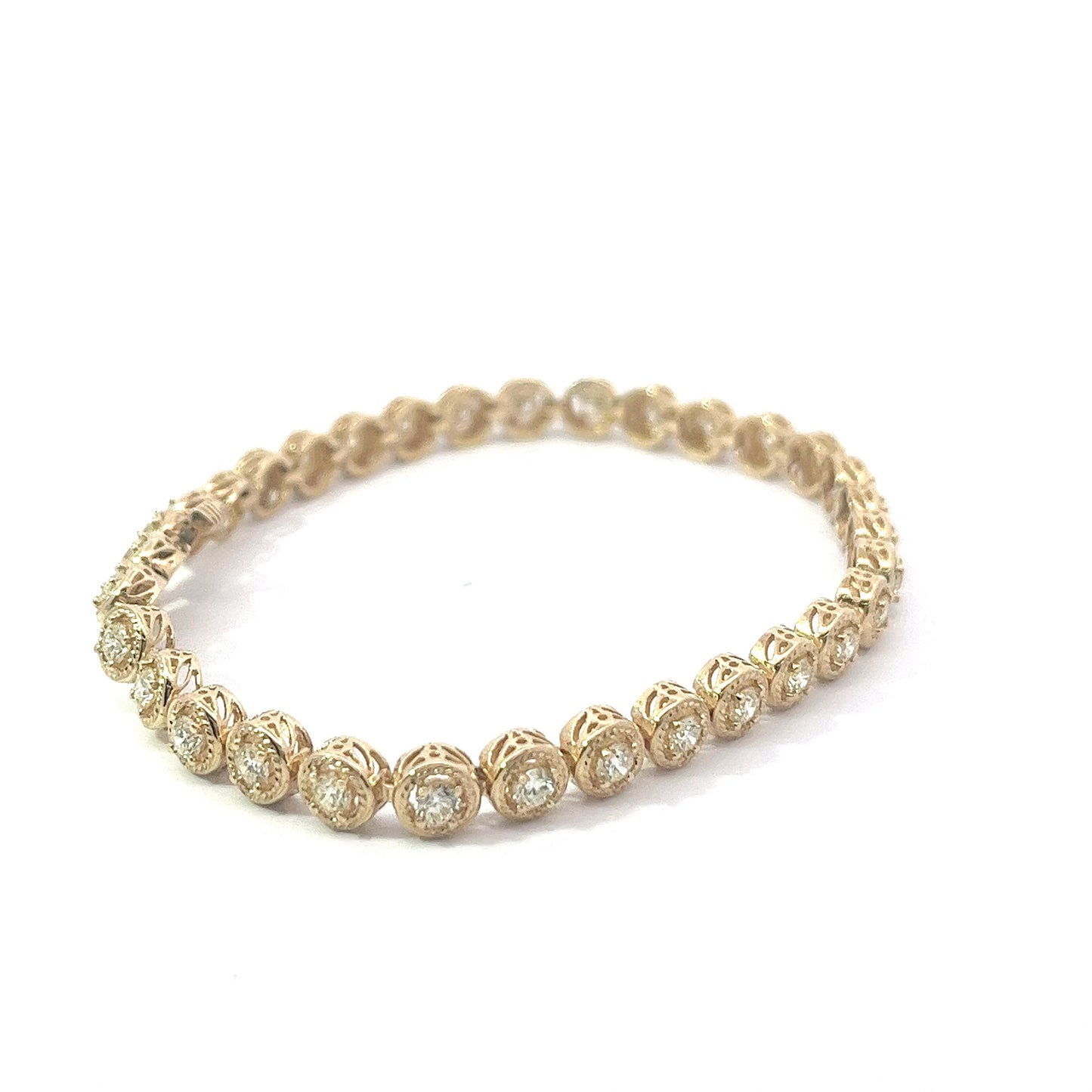 10KT Yellow Gold 2.76CT Diamond Fancy Bracelet 11.3g