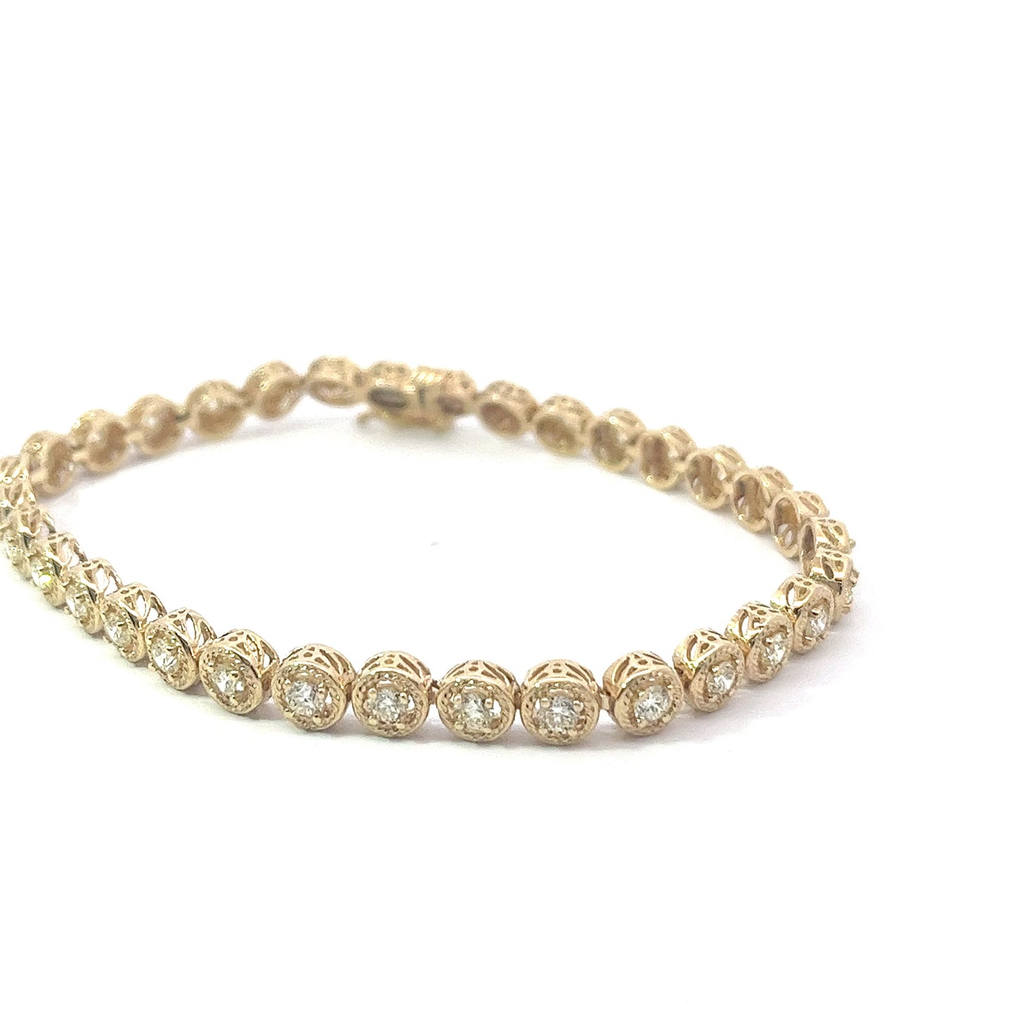 10KT Yellow Gold 2.76CT Diamond Fancy Bracelet 11.3g