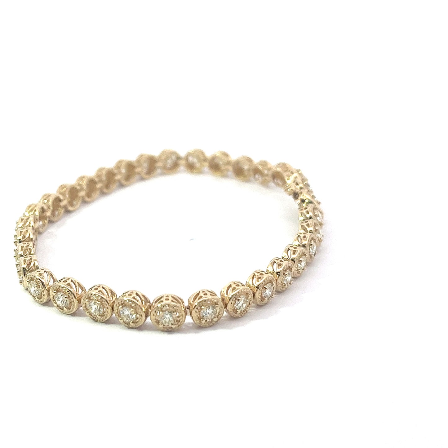 10KT Yellow Gold 2.76CT Diamond Fancy Bracelet 11.3g