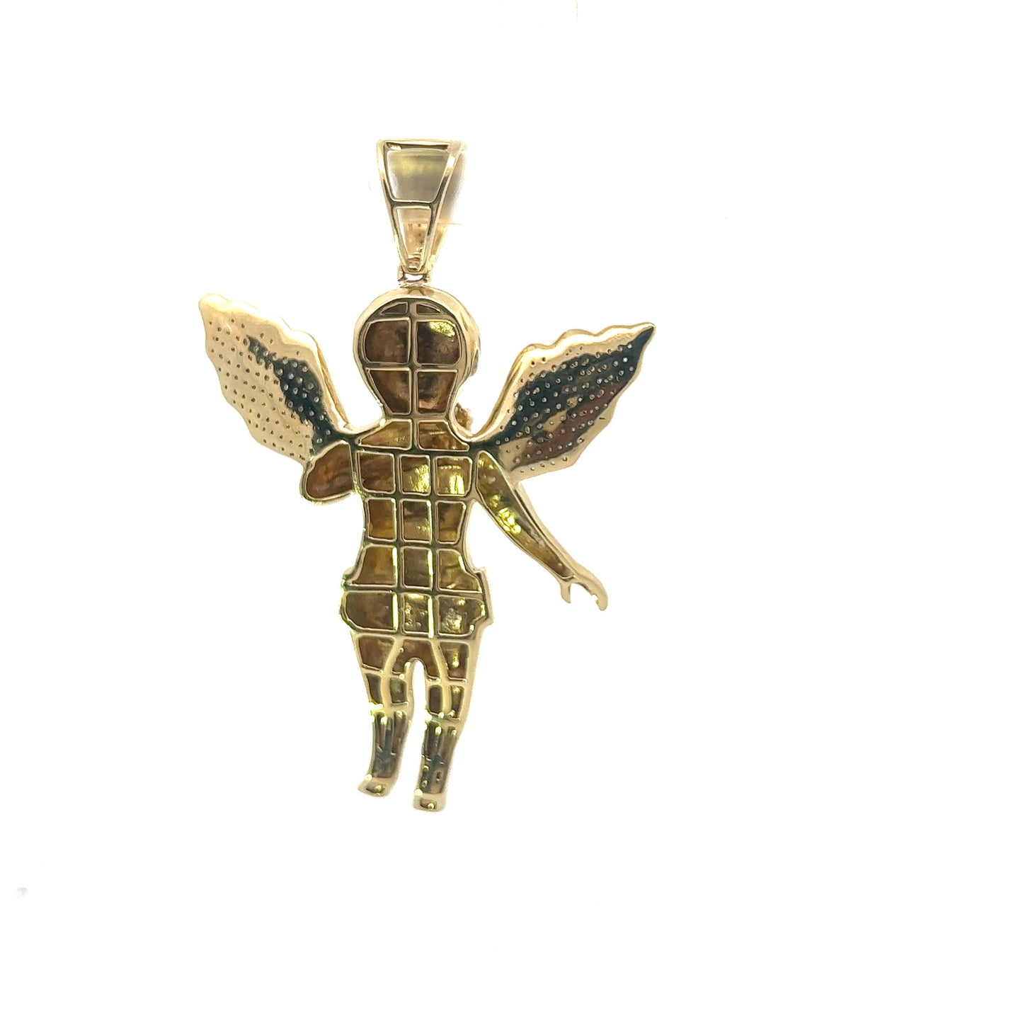 10kt Yellow Gold Baby Angel With Wings Diamond Pendant 1.25ctw