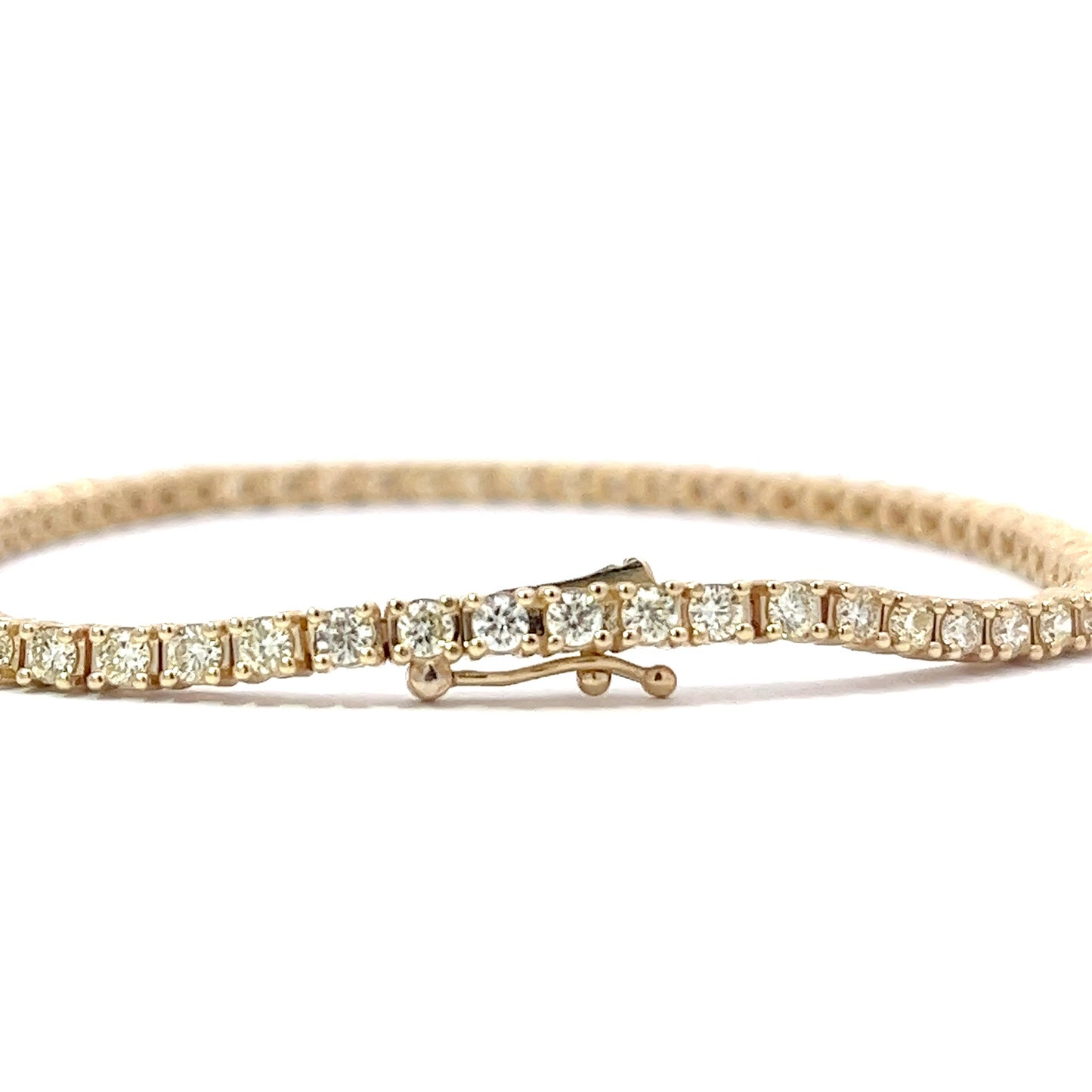 14KT Yellow Gold 2.57CT Diamonds Tennis Bracelet 7 Inches (5 pointers each)