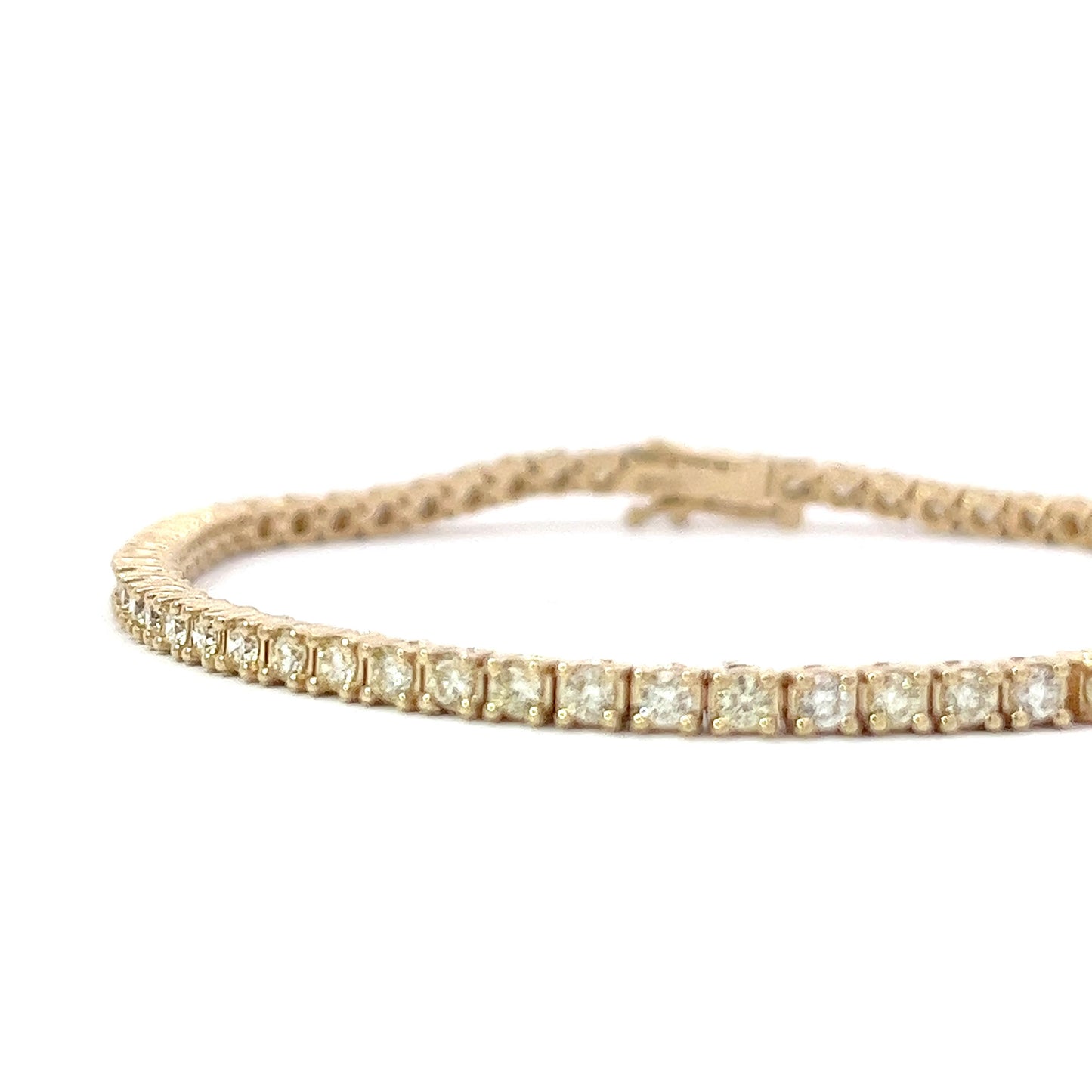 14KT Yellow Gold 2.57CT Diamonds Tennis Bracelet 7 Inches (5 pointers each)