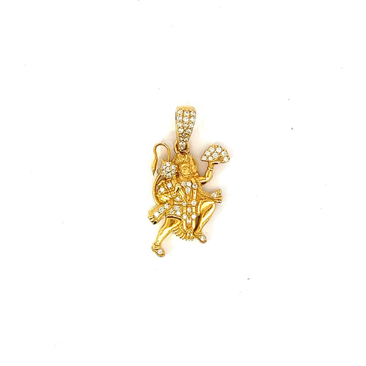 14kt Yellow Gold Hanuman Ji Diamond Pendant 0.35ctw