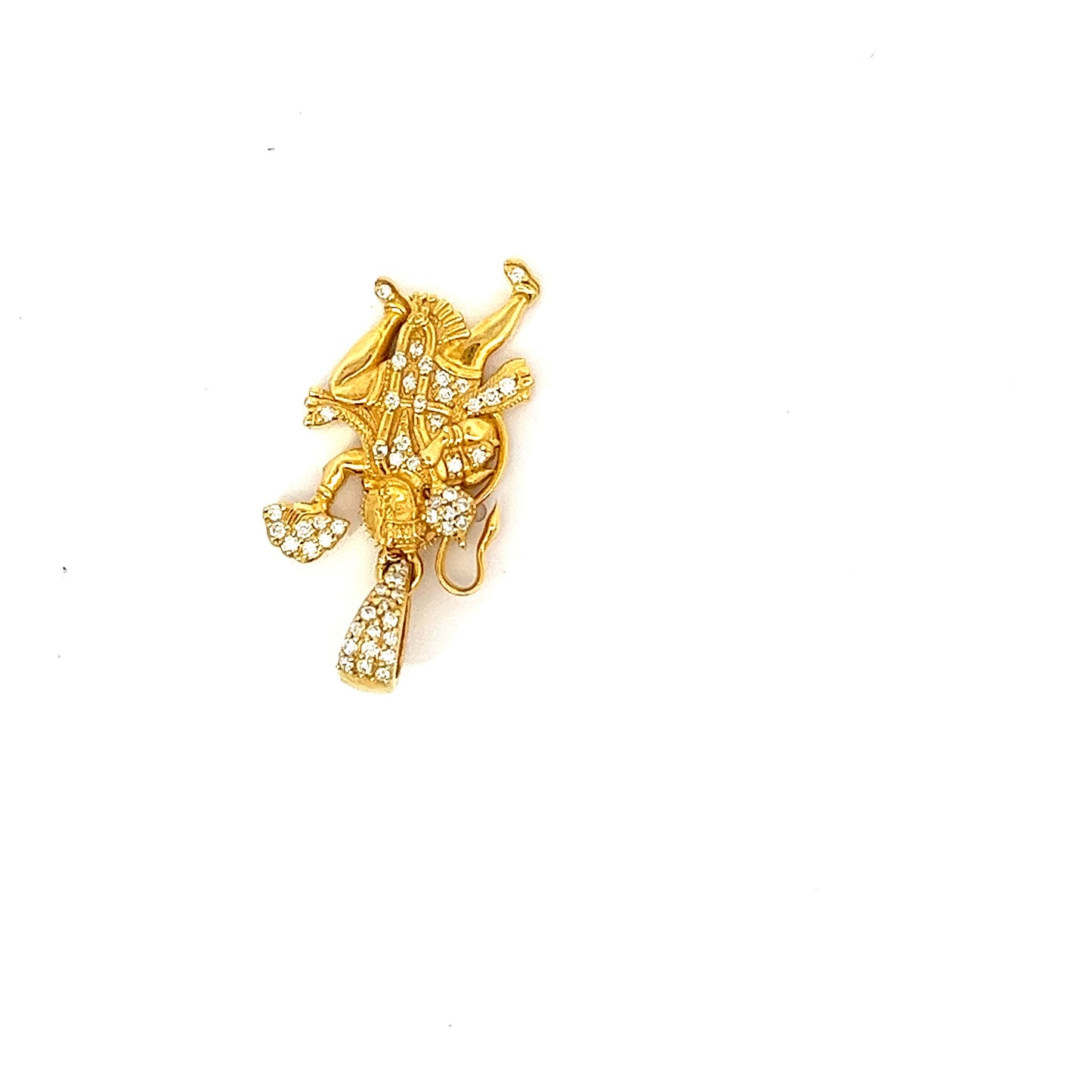 14kt Yellow Gold Hanuman Ji Diamond Pendant 0.35ctw