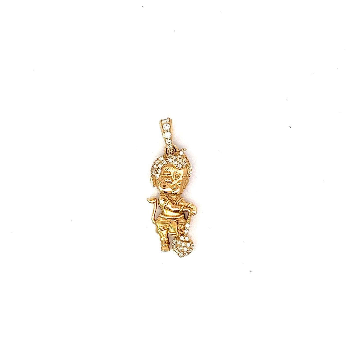 14kt Yellow Gold Hanuman Ji Diamond Pendant 0.30ctw