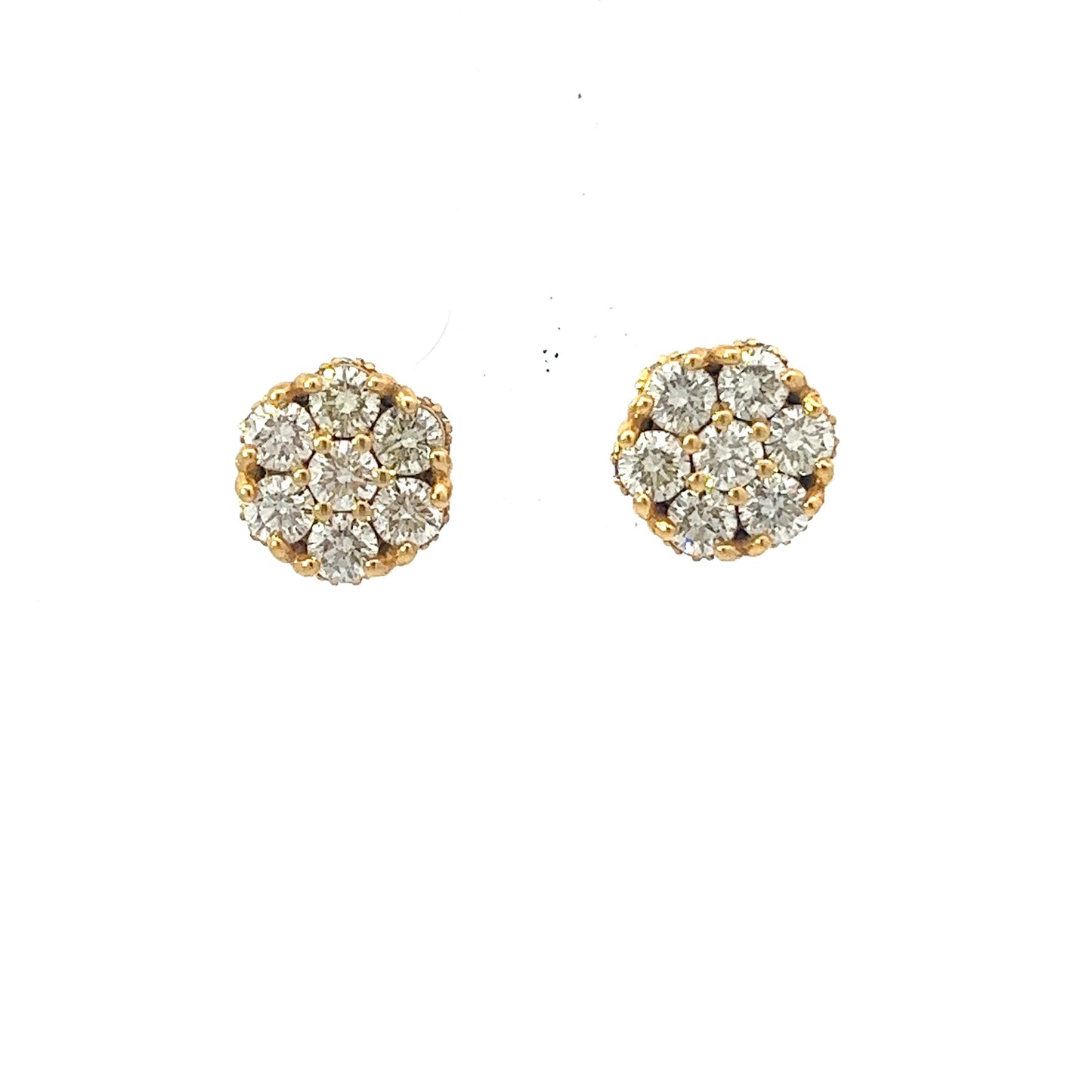 10kt Yellow Gold Super Flower Diamond Earring 2.28ctw