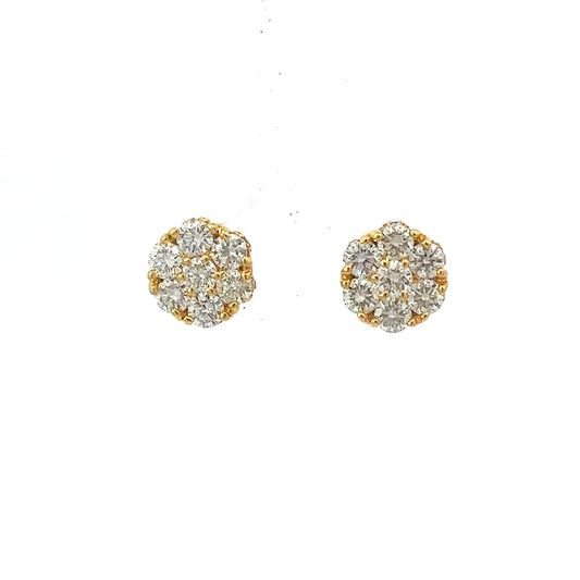 10kt Yellow Gold Super Flower Diamond Earring 1.8ctw