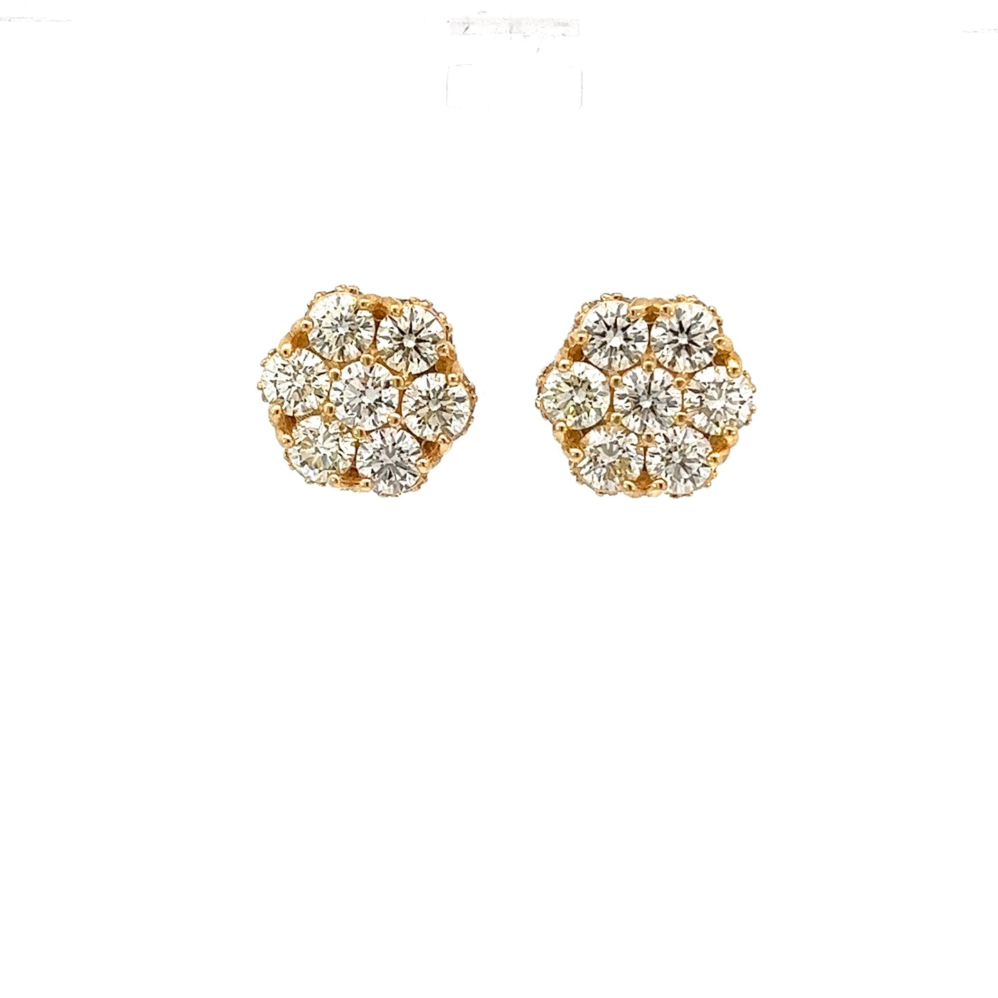 10kt Yellow Gold Super Flower Diamond Earring 4.8ctw