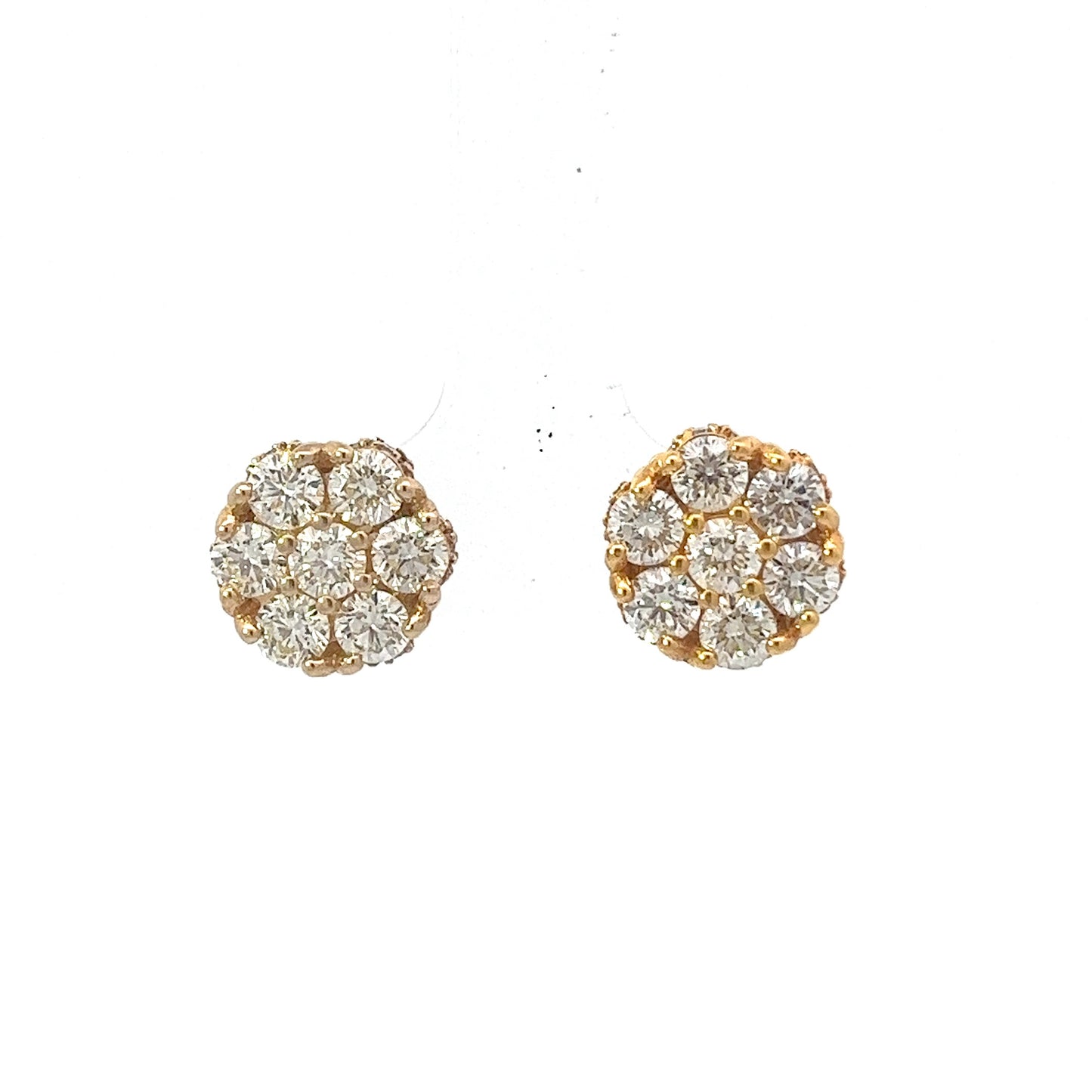 10kt Yellow Gold Super Flower Diamond Earring 2.64ctw