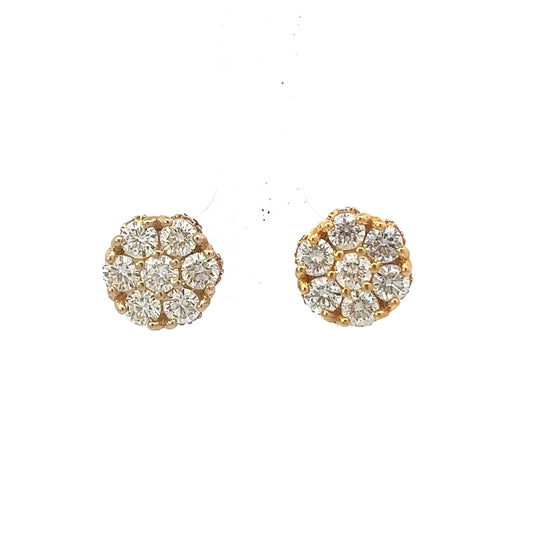 10kt Yellow Gold Super Flower Diamond Earring 2.64ctw