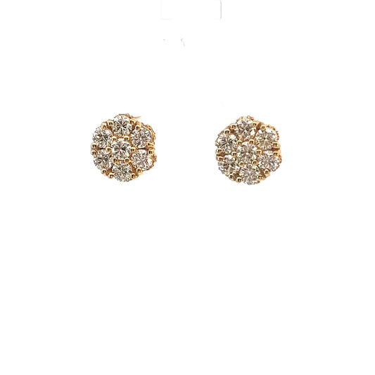 10kt Yellow Gold Super Flower Diamond Earring 1.53ctw