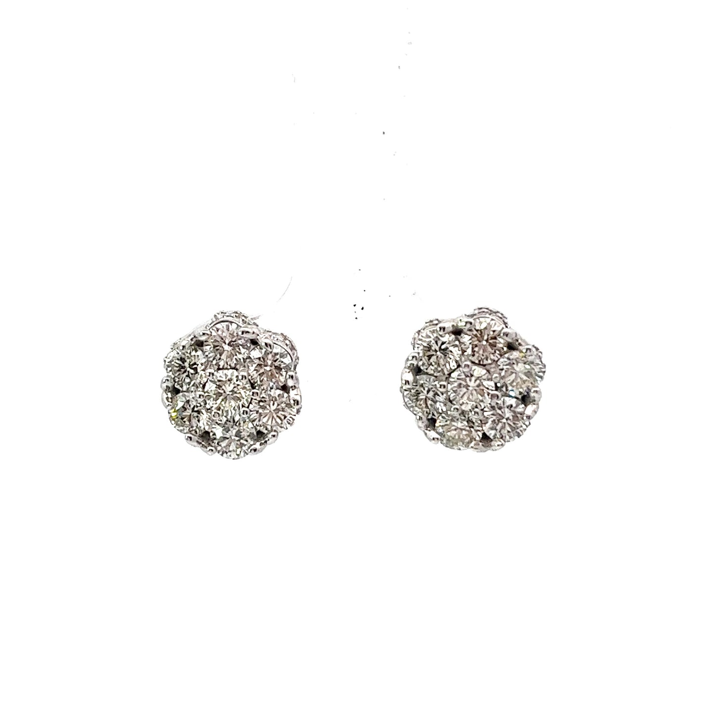 10kt White Gold Super flower Diamond Earring 1.99ctw