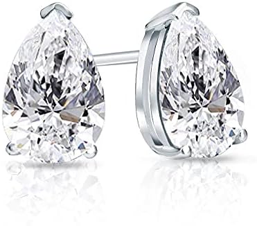 14k WG 1.87 CT Lab Diamonds pear cut Studs Earrings