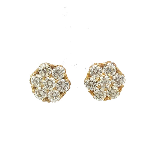 10kt Yellow Gold Super Flower Diamond Earring 4.26ctw