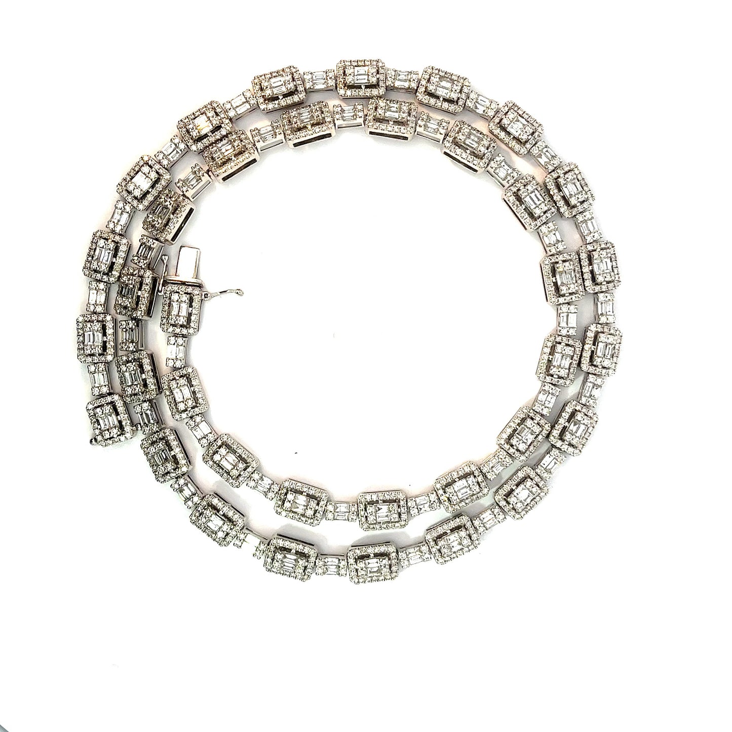 10kt White Gold Diamond Baguette Necklace 22" 13.47ctw