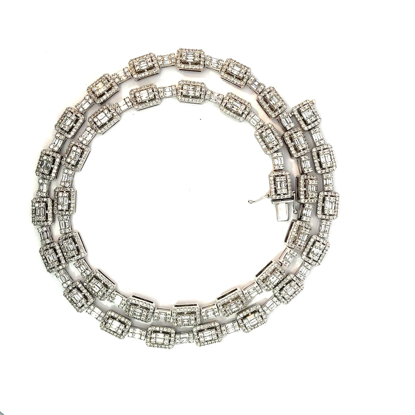 10kt White Gold Diamond Baguette Necklace 22" 13.47ctw