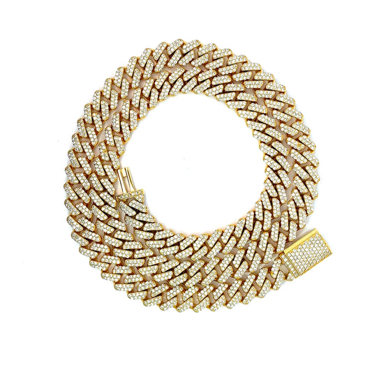 10kt Yellow Gold Cuban Chain with 13.80ctw Diamond Lock