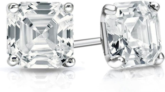 14kt 0.88CT Lab Diamonds asscher Cut Studs