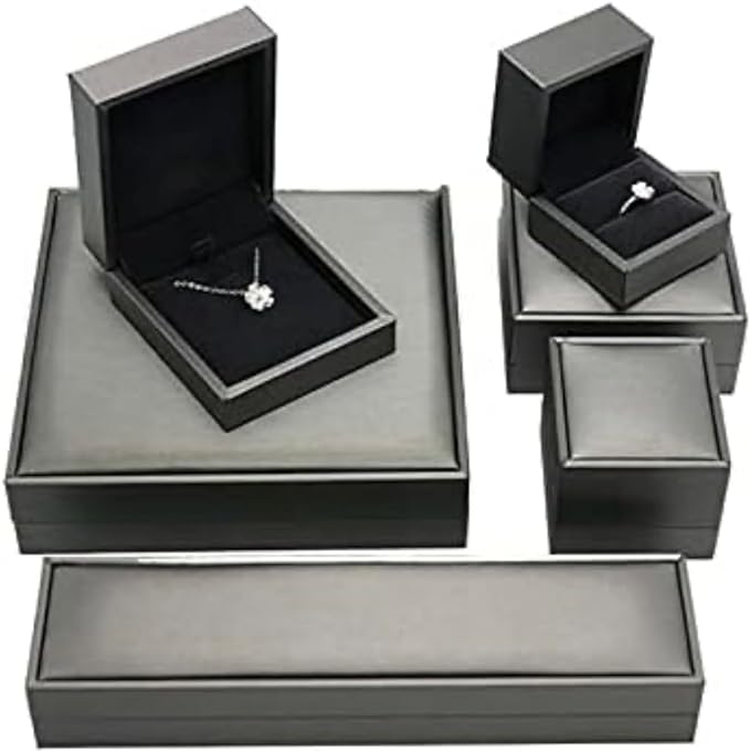 Luxury PU Leather Necklaces/Earrings Gift box Jewelry Storage Display With LED Lights