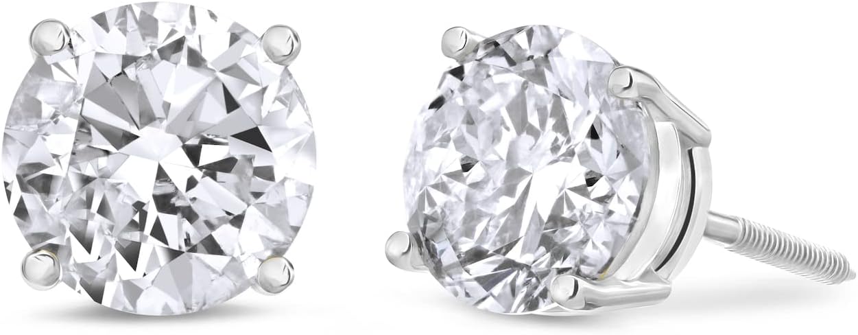 14k WG 0.76 CT Lab Diamonds Round Brilliant cut Studs Earrings