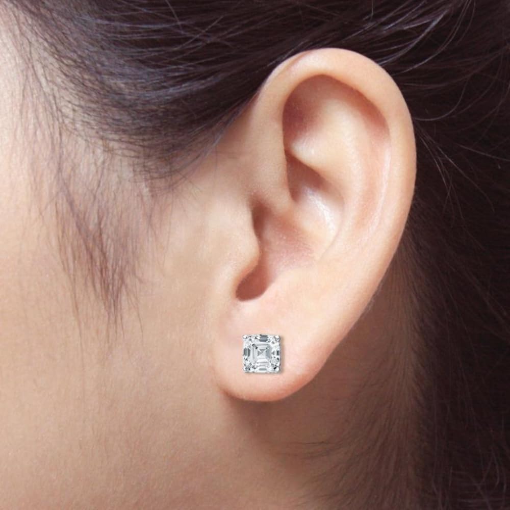 14 k WG 1.44 CT  Lab Diamonds Asscher Cut Studs Earrings