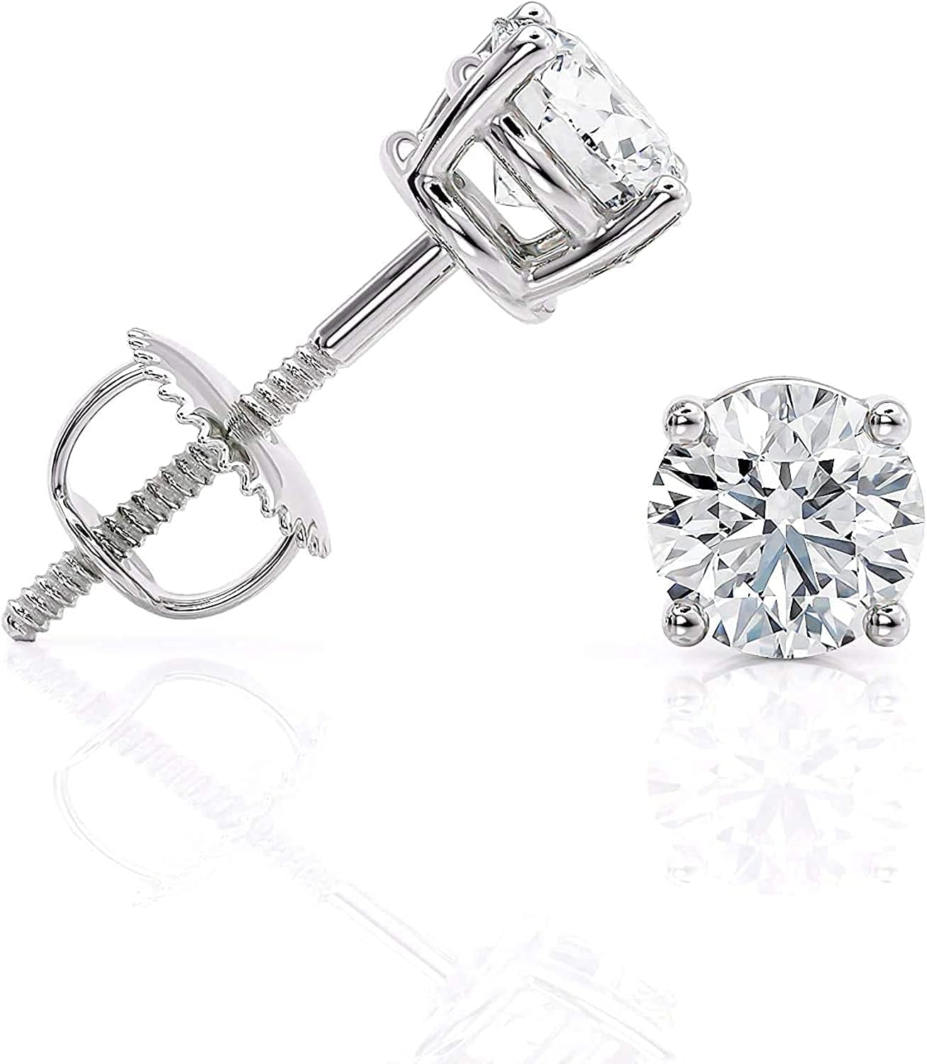 14k WG 0.76 CT Lab Diamonds Round Brilliant cut Studs Earrings