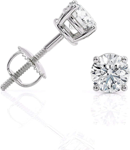 14k White Gold Lab Diamonds Studs Earrings 1.50ctw