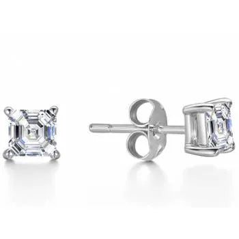 14 k WG 1.44 CT  Lab Diamonds Asscher Cut Studs Earrings