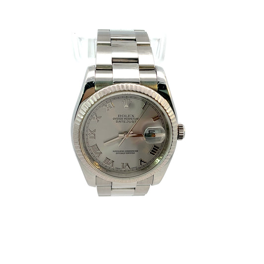 Rolex Stainless Steel 36mm With Roman Numerals Dial